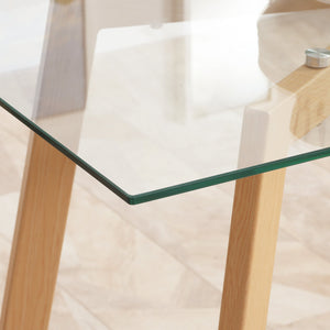 Tavolo Rettangolare 120x60x76 cm Max 4 Persone in Acciaio con Piano in Vetro Temperato