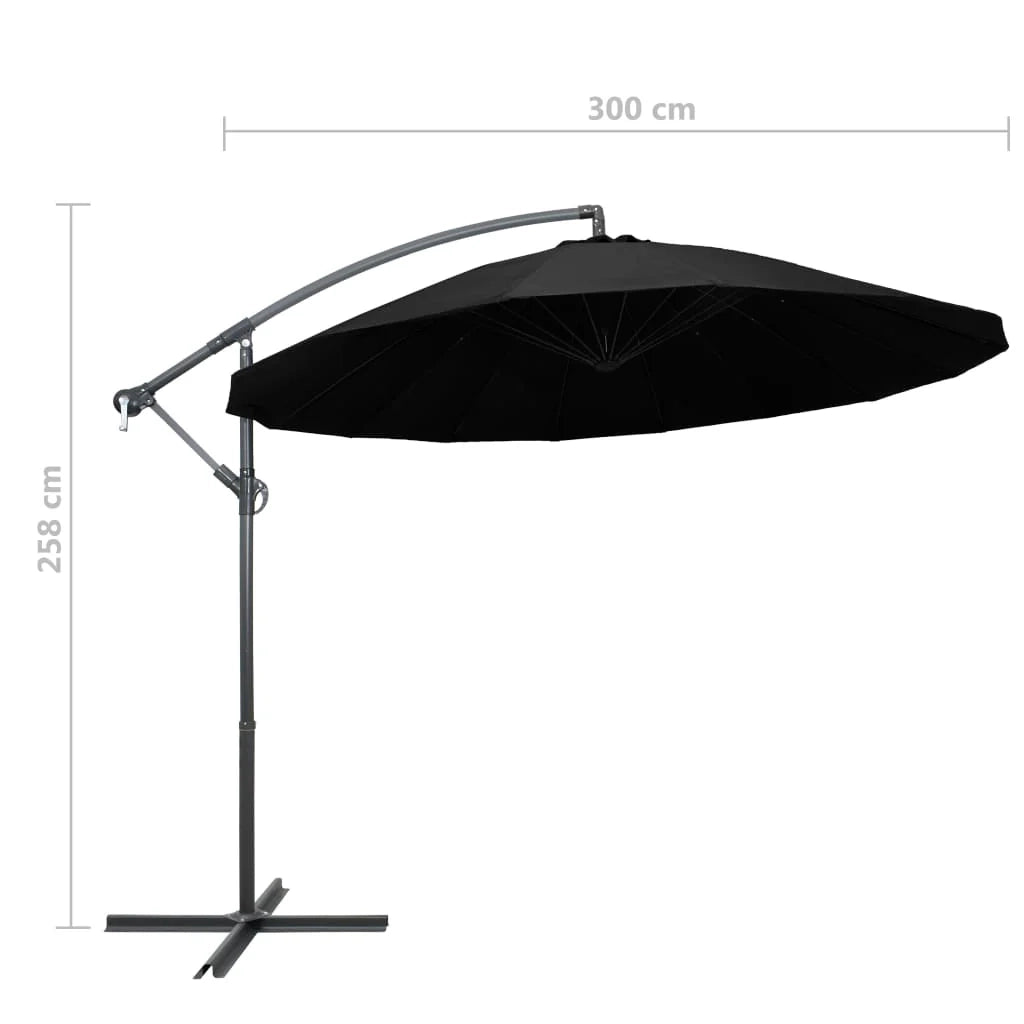 Ombrellone da esterno sospeso da 3 m con palo in alluminio nero 02_0008726