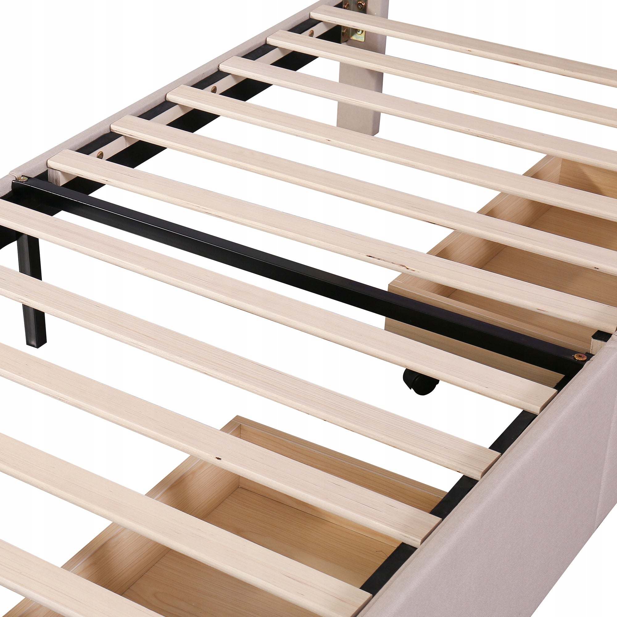 Letto singolo per bambini - Xylo - 90x200 - Beige - LED, 2 cassetti