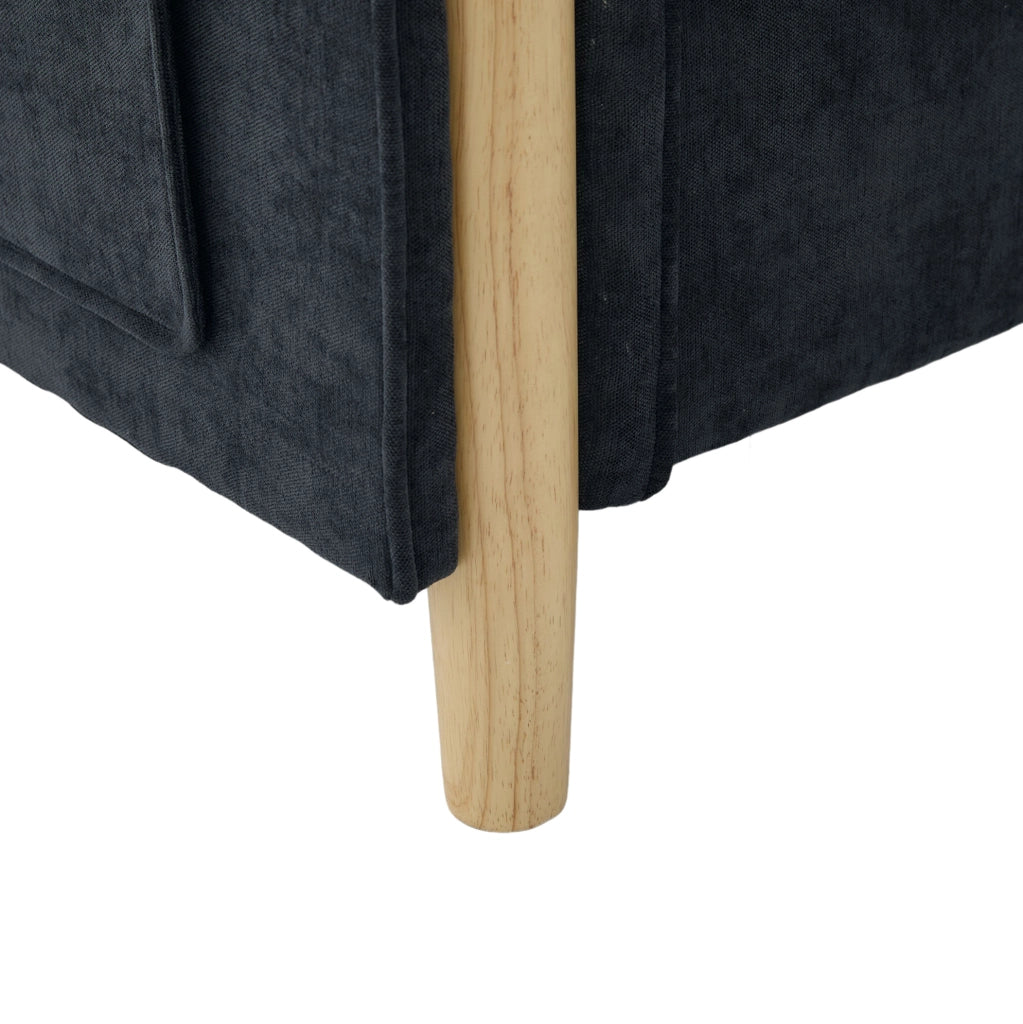 Divano modulare a U a 4 posti con 2 pouf contenitore; in chenille nero; 261 x 77 x 86 cm