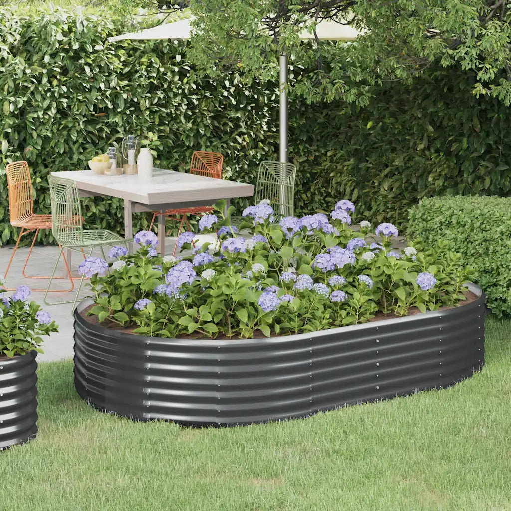 Fioriere | Cassetta per fiori | Letto da Giardino in Acciaio Zincato 214x140x36 cm Antracite