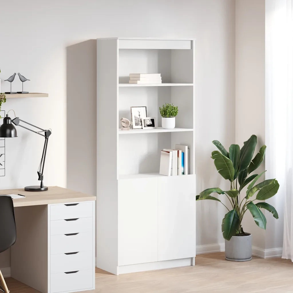 Credenza Bianca 70x35x180 cm in Legno Multistrato
