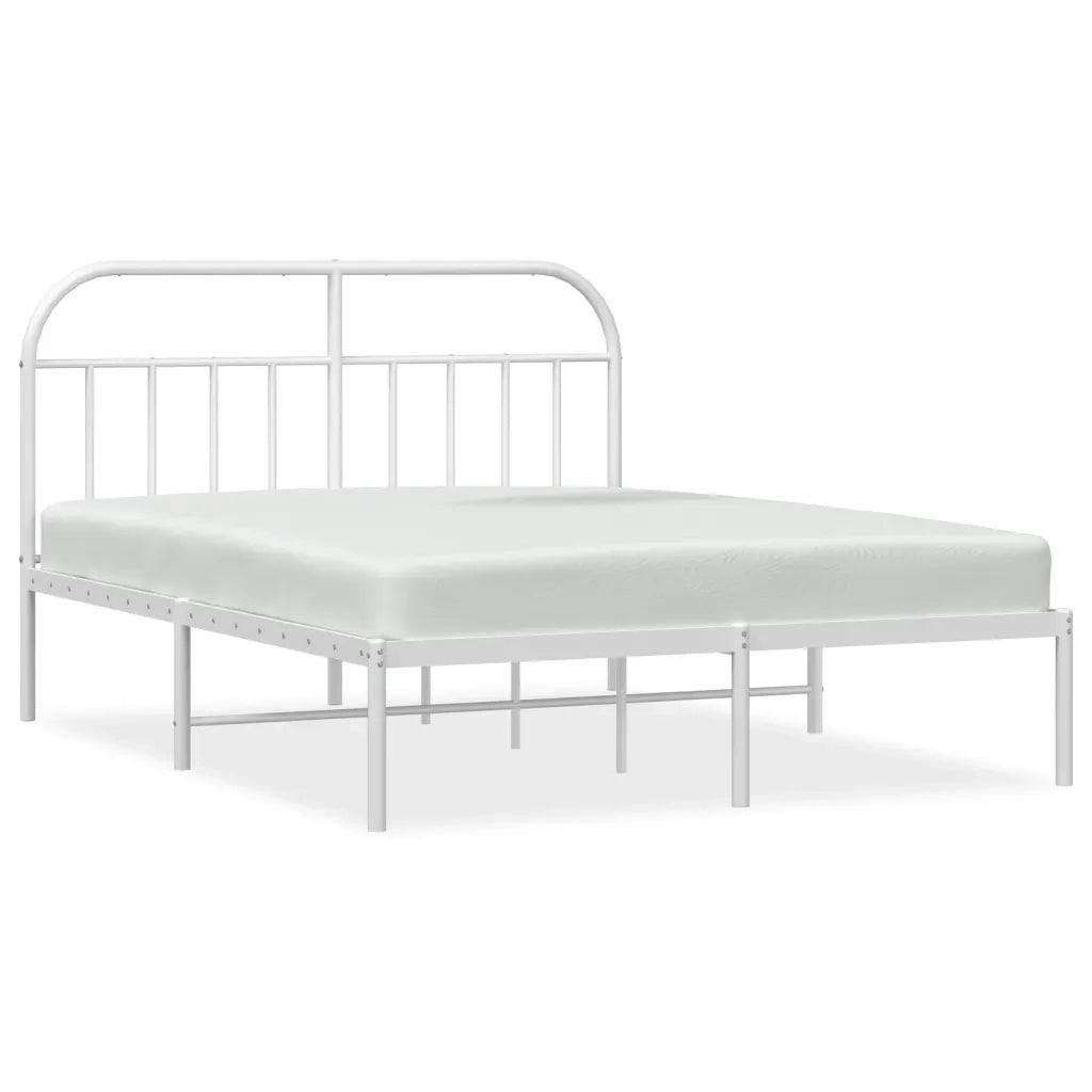 Letto matrimoniale | Letto per adulti | Giroletto con Testiera Metallo Bianco 140x200 cm