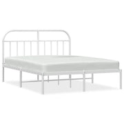 Letto matrimoniale | Letto per adulti | Giroletto con Testiera Metallo Bianco 140x200 cm