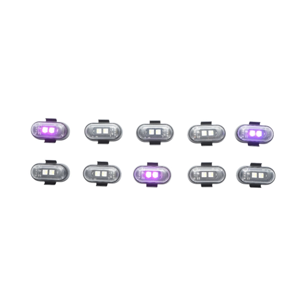 Set di 10 luci stroboscopiche LED RGB con telecomando, 10 modalità, 8 colori, batteria al litio ricaricabile da 110 mAh USB-C IP65