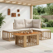 Set Divano da Giardino 5 pz Naturale e Bianco Crema polyrattan 3437852