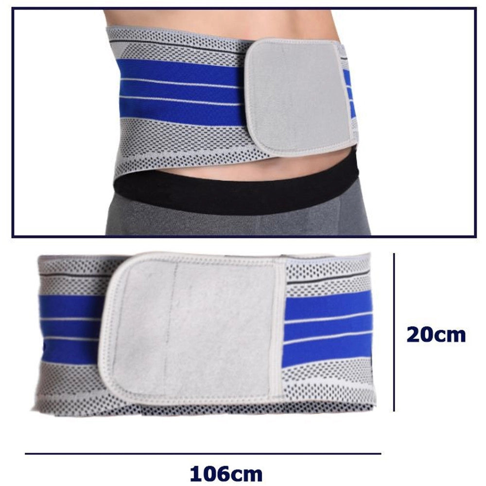 Trade Shop - Fascia Posturale Schiena Supporto Regolabile A Strappo Tutore Lombare Blu -