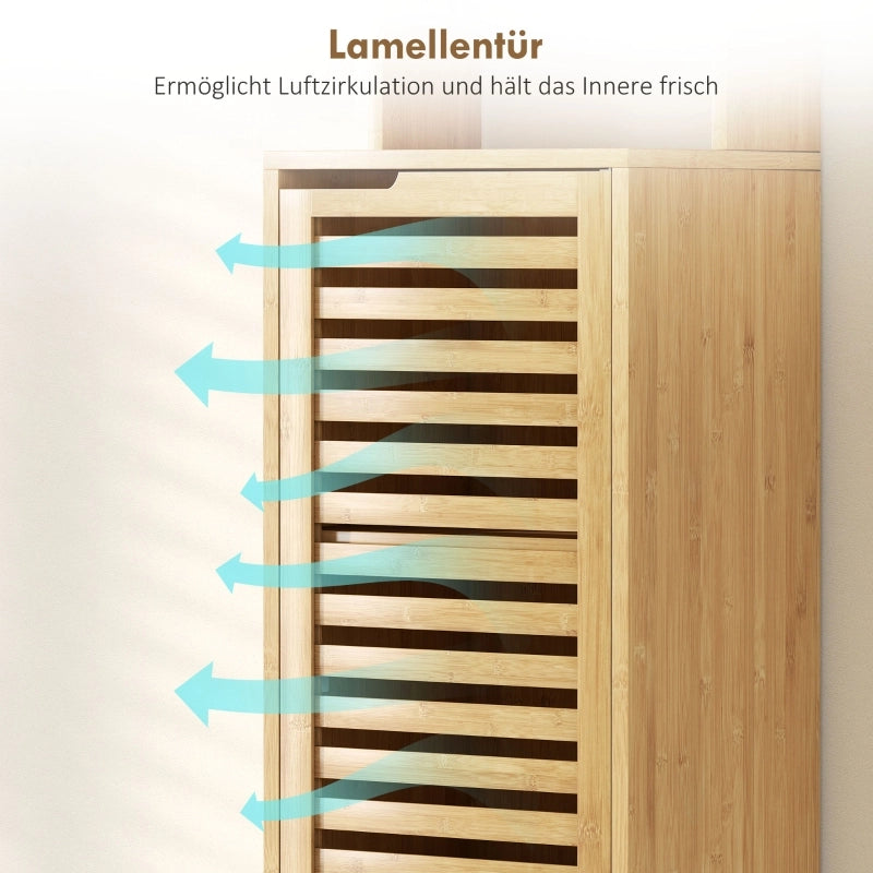 ARMADIO BAGNO 34x30x170 cm Bambù Naturale con ante a lamelle