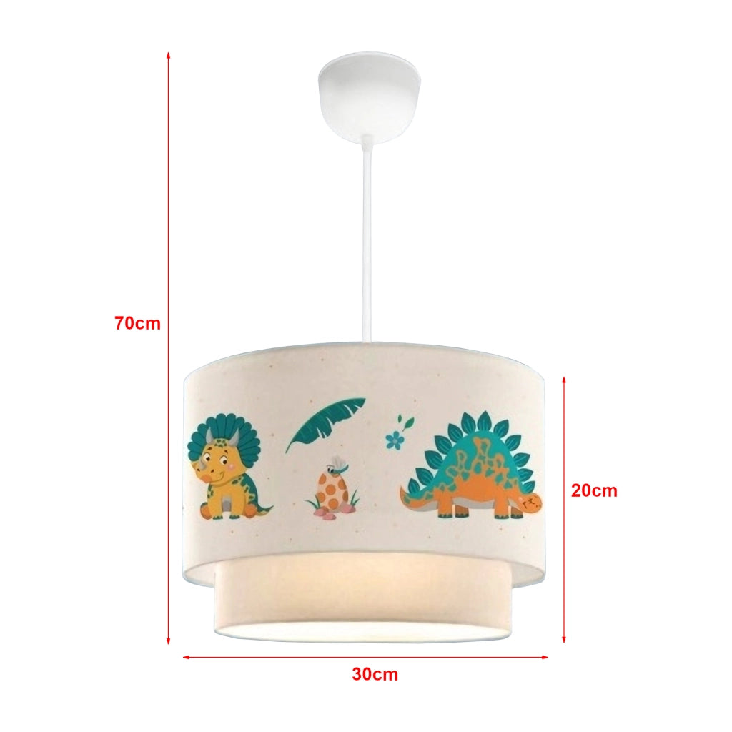 Lampada a Sospensione Lurgan per Cameretta Decorato con Dinosauro - Bianco lux.pro