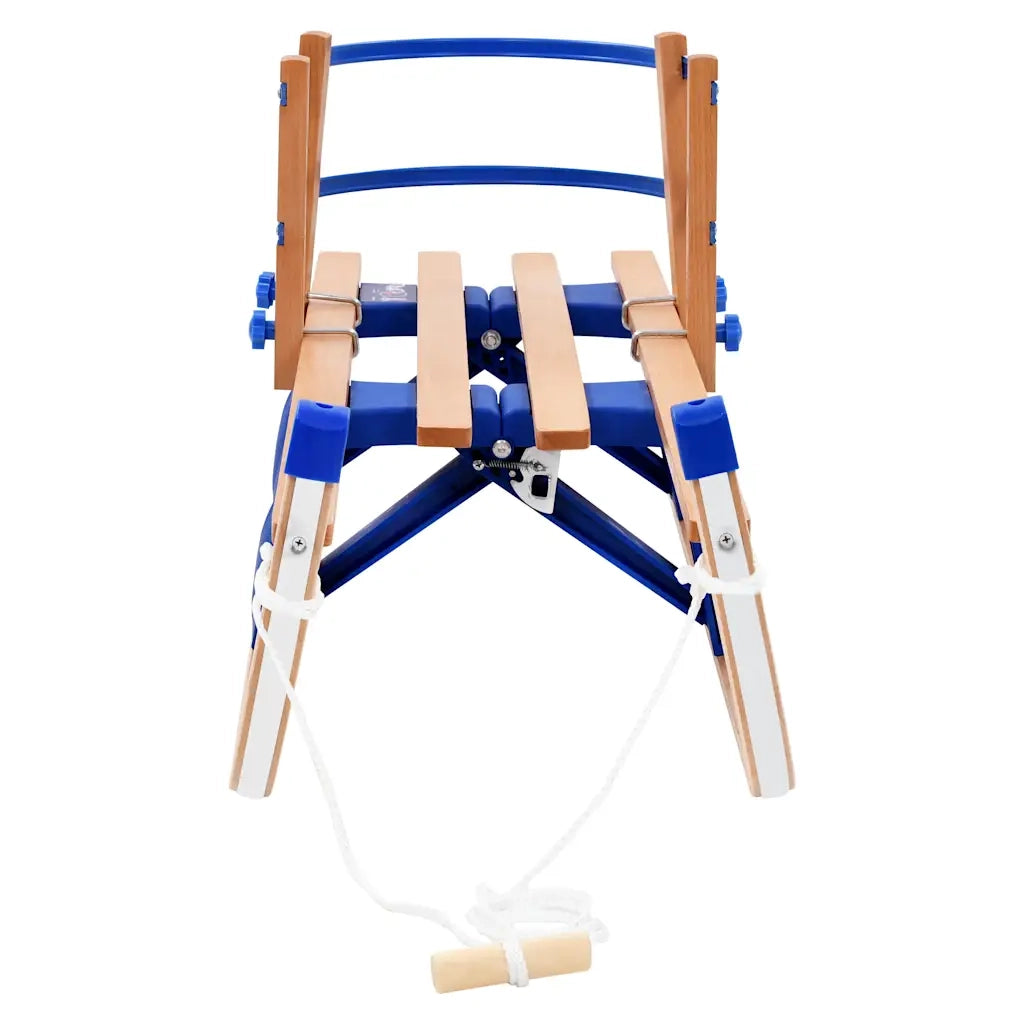 Slittino da Neve Pieghevole in Legno con Schienale 119 cm 91458