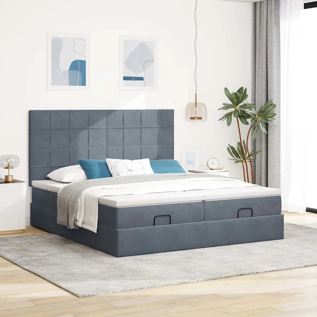 Struttura Letto Pouf con Materassi 200x200 cm Velluto 3314628
