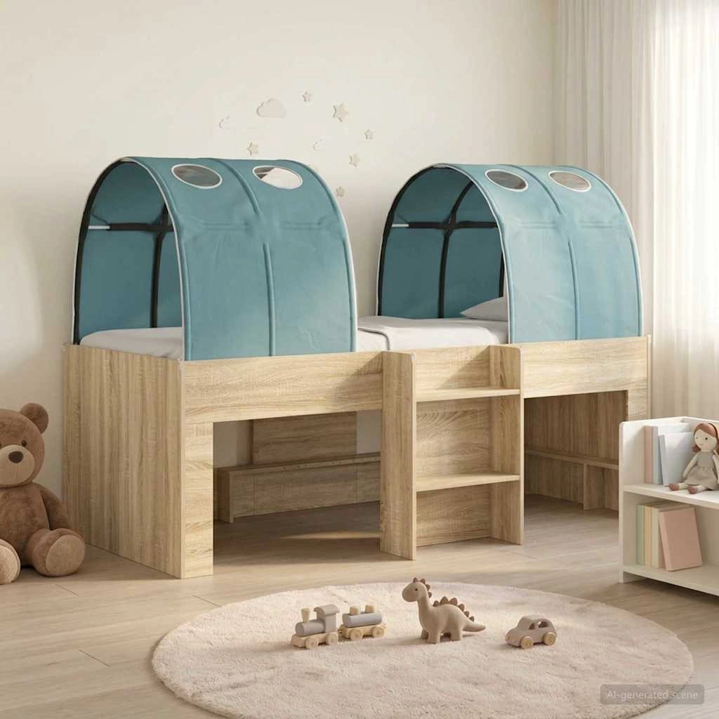 Letto con Tunnel 3 pz Rovere Sonoma e Azzurro 3423564