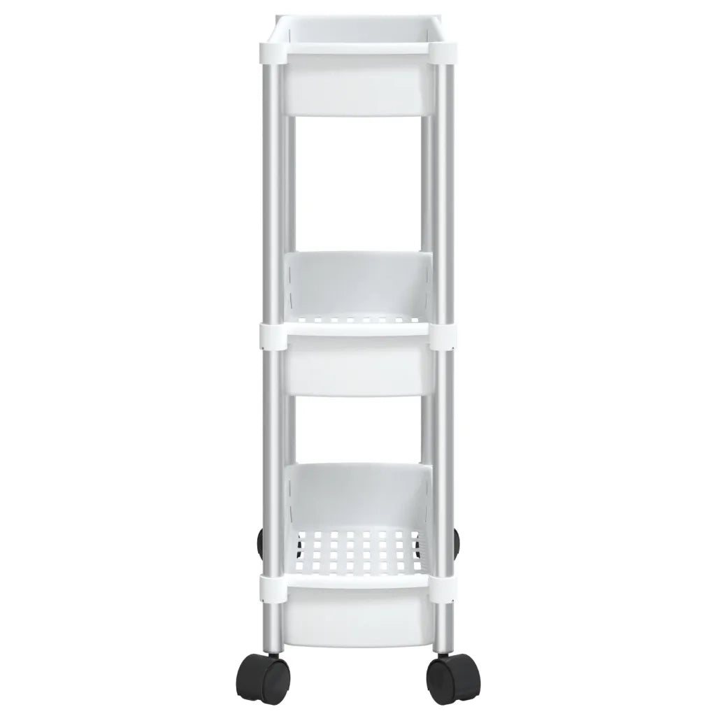 Carrello Portaoggetti a 3 Livelli Argento e Bianco in Alluminio 344380