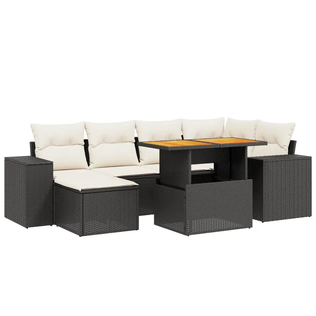 Set Divani da Giardino con Cuscini 7pz Nero Polyrattan 3275926