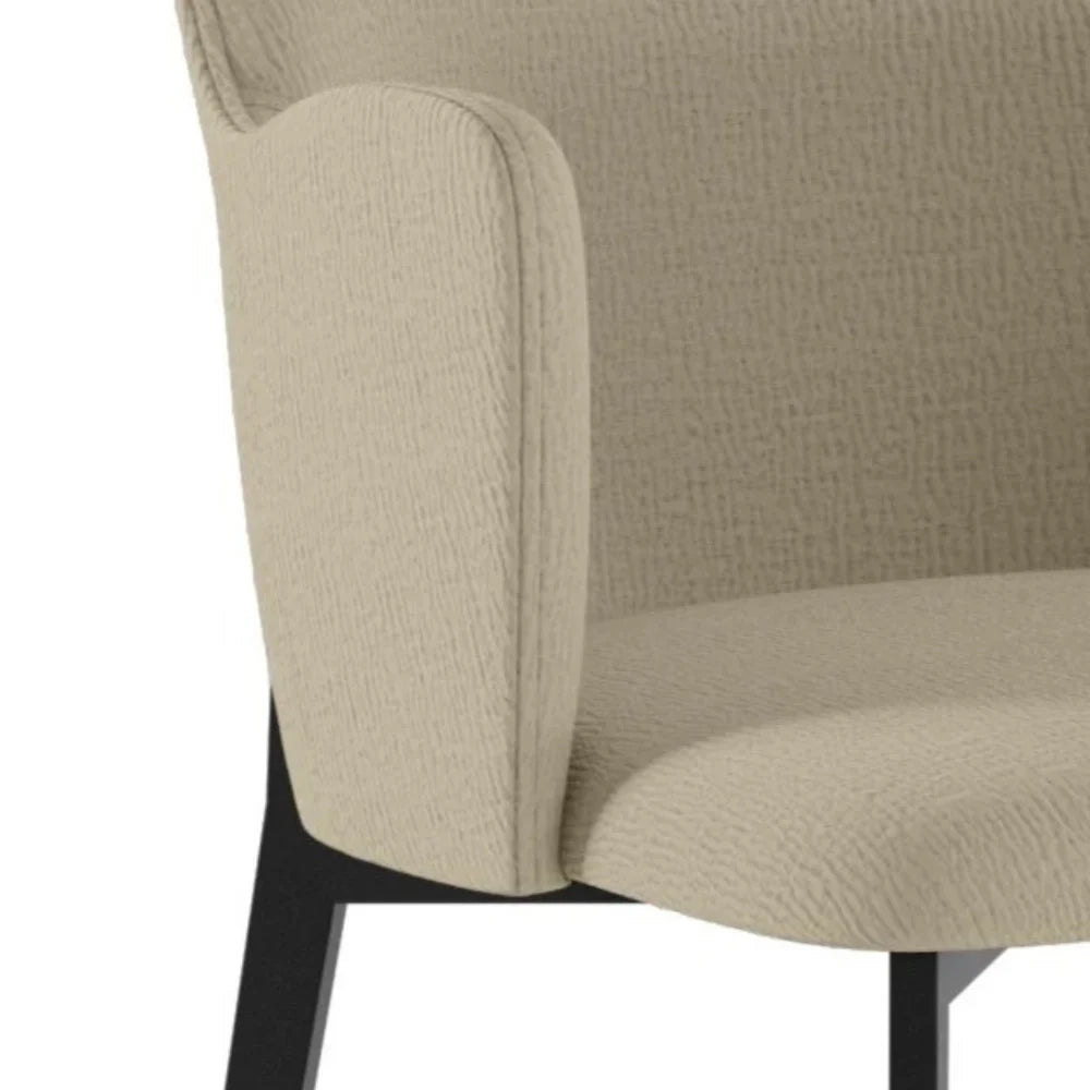 Set di 4 sedie da pranzo imbottite in tessuto beige Flow con struttura in metallo facili da pulire | Duzzle
