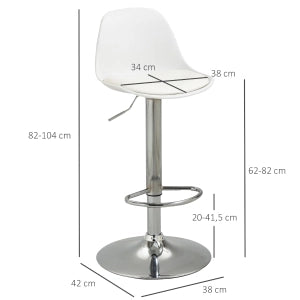 SGABELLI ALTI Set da 2 pezzi girevoli regolabili 42x38x82-104 cm Bianco Similpelle