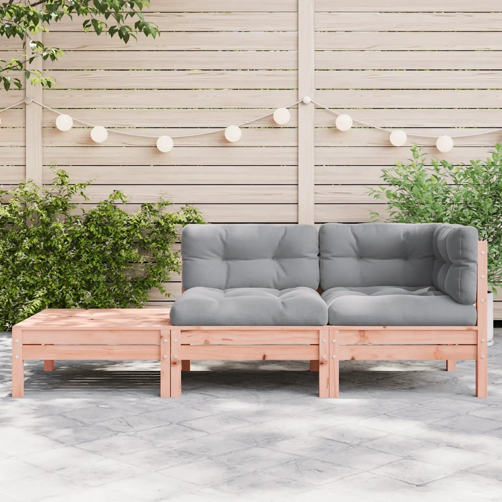 Divano da Giardino Cuscini e Poggiapiedi Legno Massello Douglas