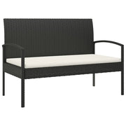 Panchina da giardino arredo esterno per patio terrazzo con cuscino nero 105 cm resina intrecciata 02_0011519