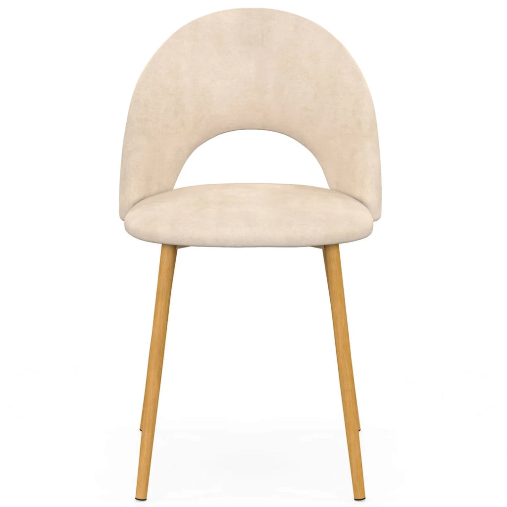 IDMarket - Set di 4 sedie da pranzo MADO in velluto beige