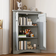 Mobile contenitore angolare con 2 ante e 2 ripiani in MDF verniciato per bagno cucina soggiorno grigio 61,5 × 80 cm