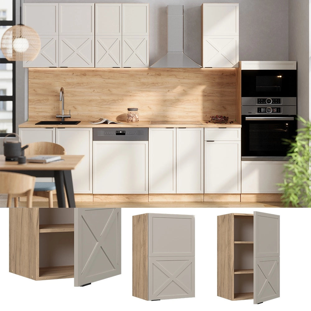 Pensile da cucina Fame-Line GrigioBeige/Rovere dorato 45 cm Vicco