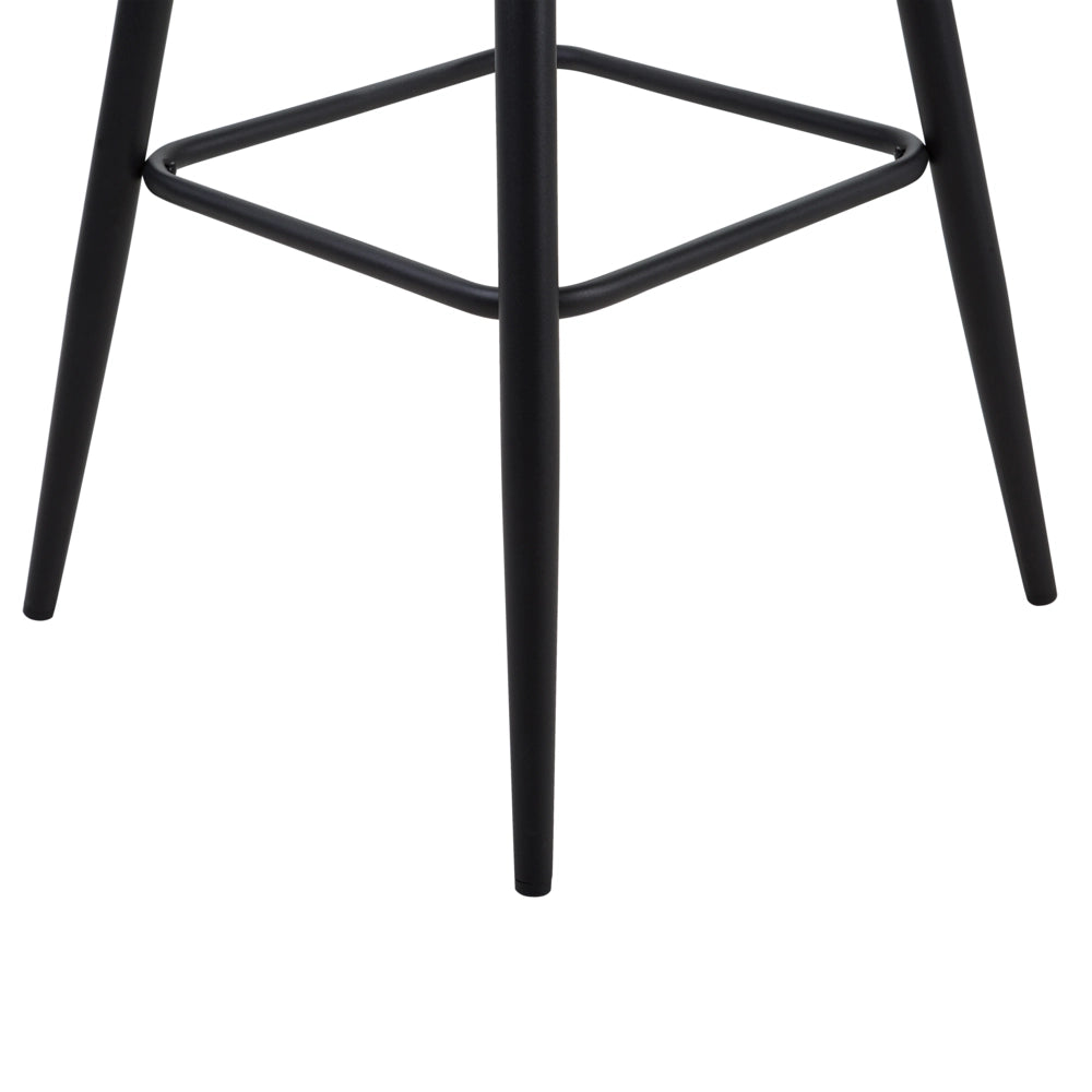 Set di 2 sgabelli da bar rivestiti in tessuto marrone con braccioli schienale trapuntato gambe in metallo Nero