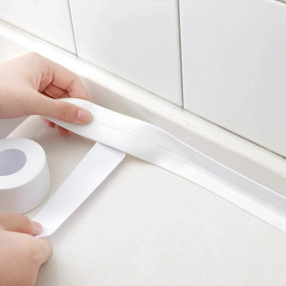 Trade Shop - Nastro Sigillante Pieghevole Impermeabile Antimuffa Per Bagno Cucina 3.4 Mt Bianco -