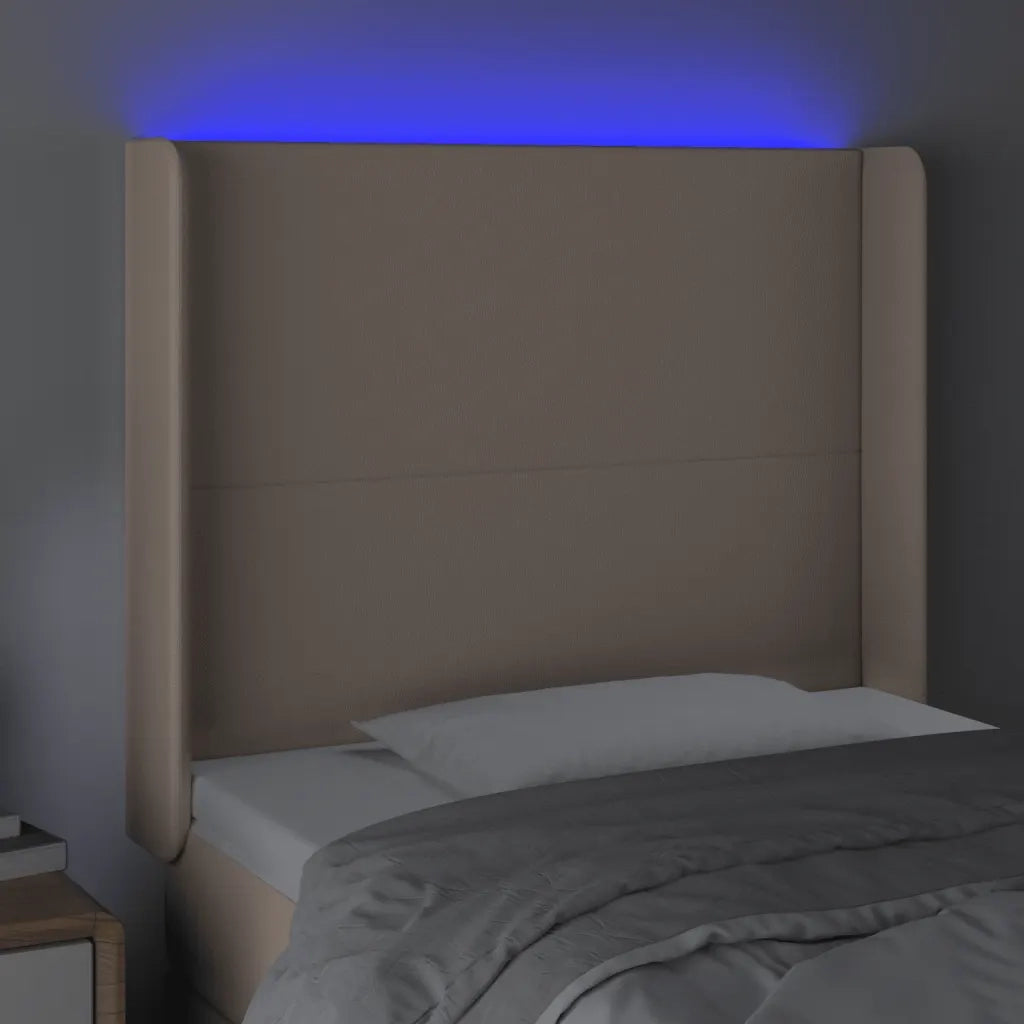 Testiera a LED Cappuccino 93x16x118/128 cm in Similpelle 3123851