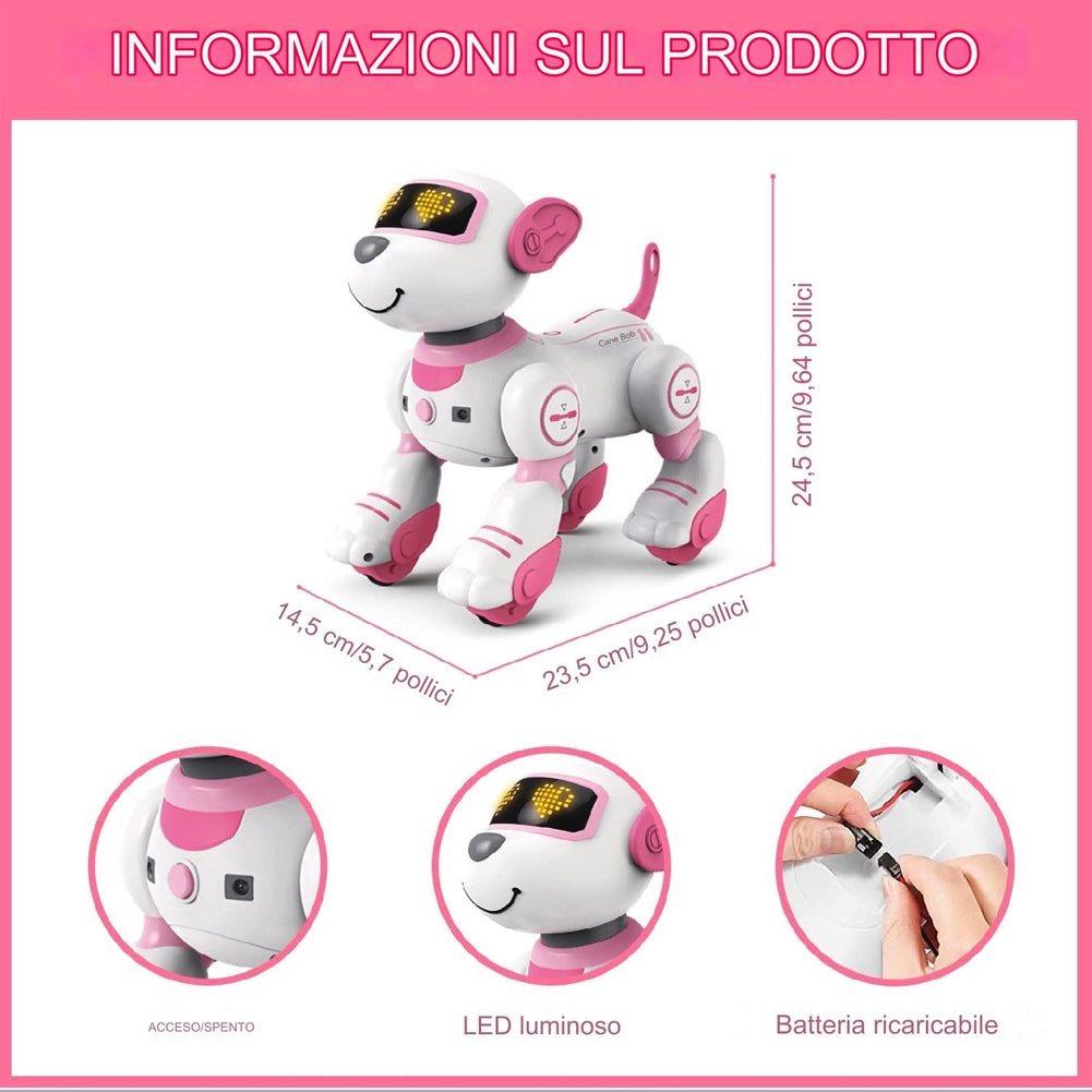 Cane Robot Radiocomandato Cagnolino Interattivo Giocattolo con Comandi Vocali