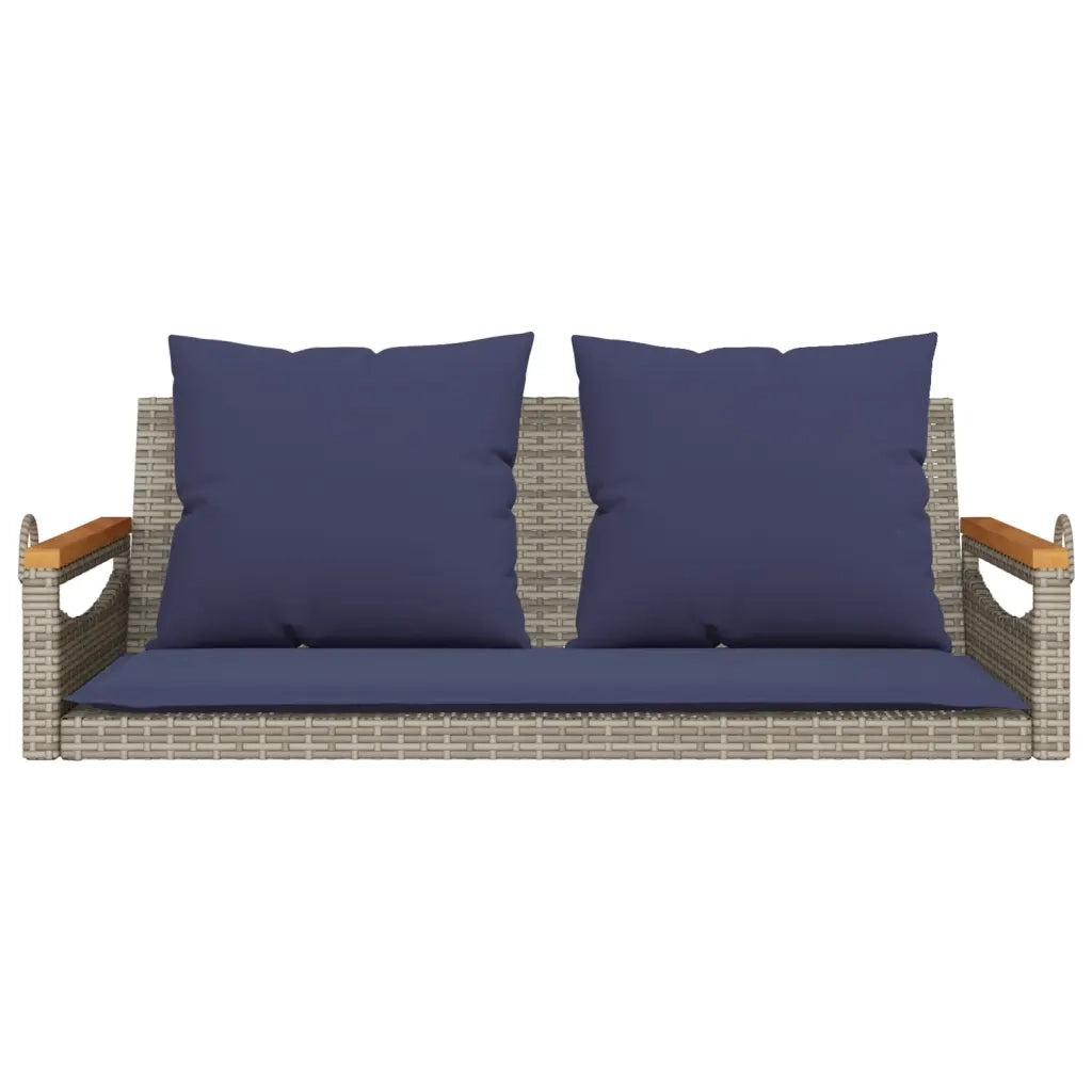 Panchina Dondolo con Cuscini Grigia 109x62x40 cm in Polyrattan 368150