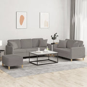 Set Divani 3 pz con Cuscini Tortora in Tessuto