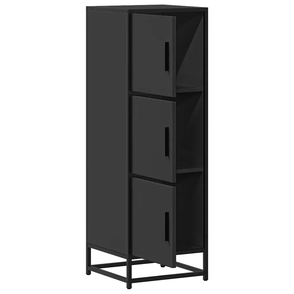 Credenza Nera 35,5x35x106,5 cm Legno Multistrato Metallo 849064