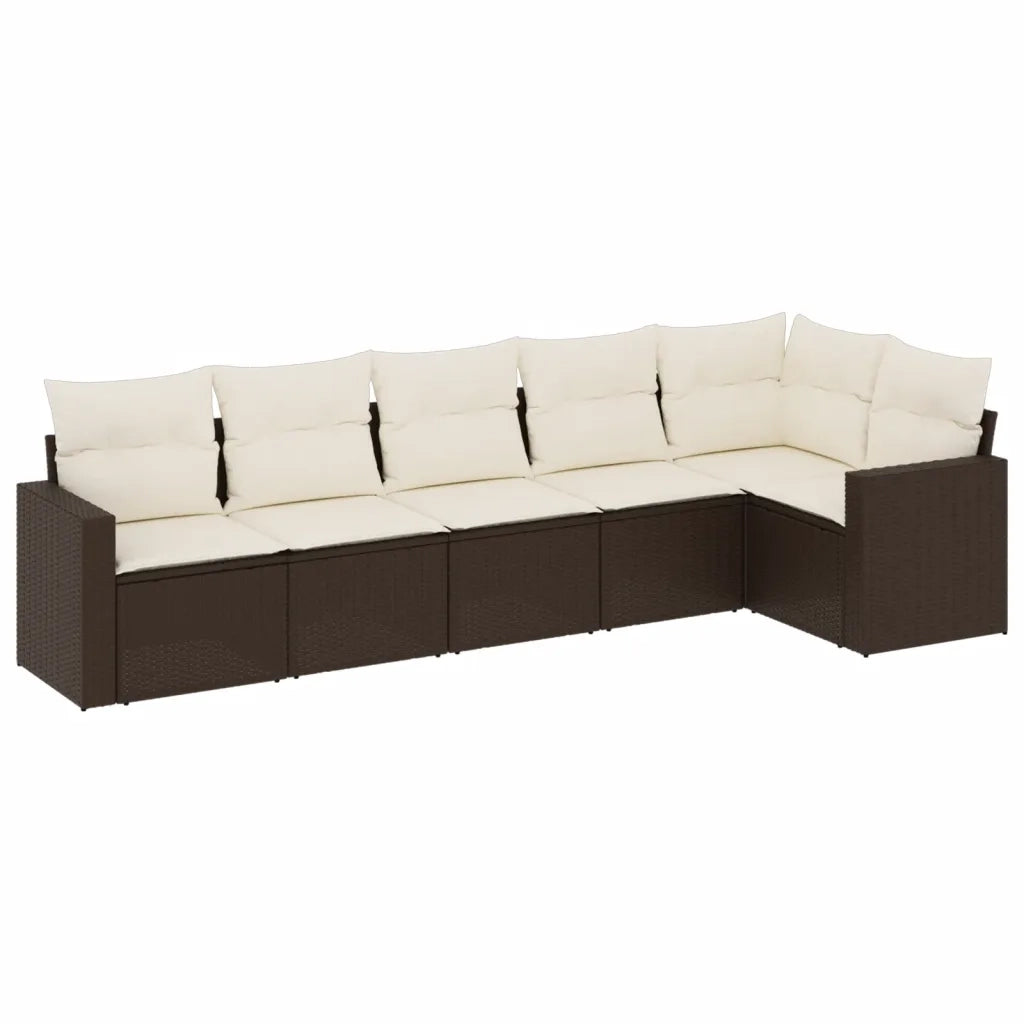 Set Divani da Giardino 6 pz con Cuscini Marrone in Polyrattancod mxl 86975