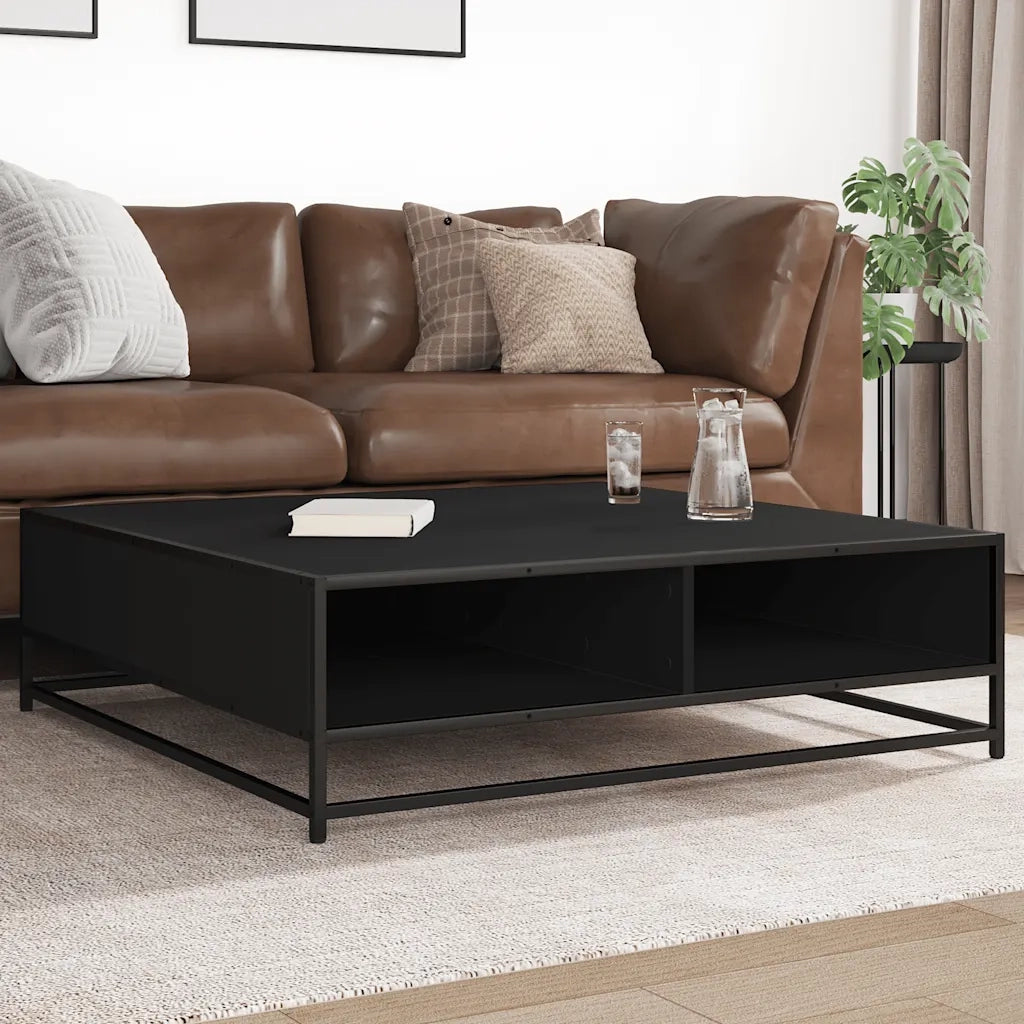 Tavolino da salotto | Tavolino da caff¨¨ | Tavolino da Soggiorno Nero 100x100x30 cm Legno in Truciolato e Metallo