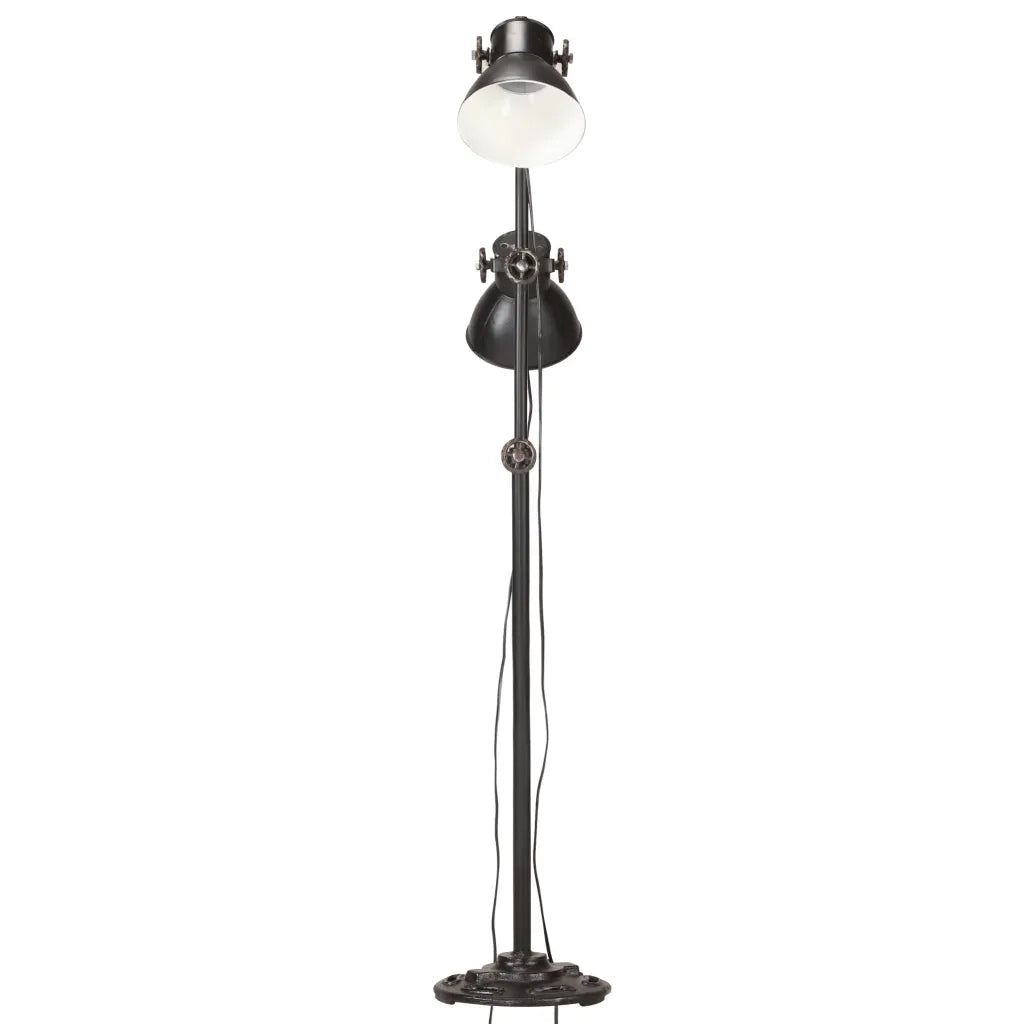 Lampada da Pavimento con 2 Paralumi Nera E27 in Ghisa 320585