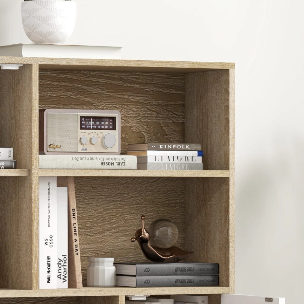 Libreria 4 nicchie 2 ante scaffale ¨C zephmum ¨C 80x24x123 cm legno massello rovere
