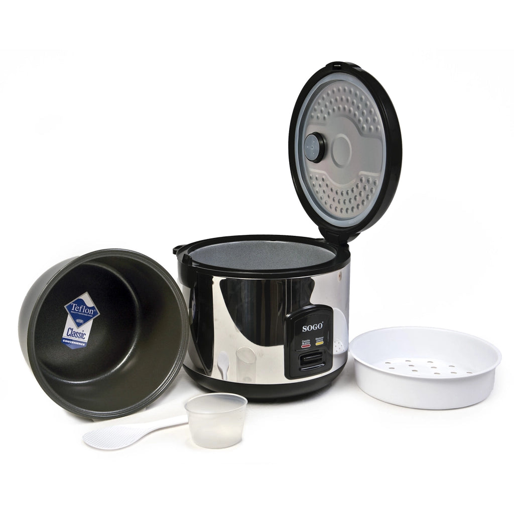 Cuociriso elettrico 1,8L acciaio inox, rivestimento antiaderente, cottura a vapore 700W cucina - SOGO