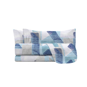 Set Lenzuola Matrimoniale con Stampa Sopra Sotto e Federe Linea River Milk