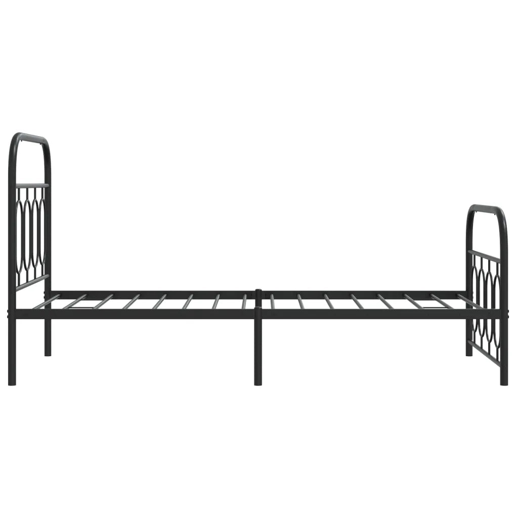 Giroletto con Testiera e Pediera Metallo Nero 90x200 cm 377128