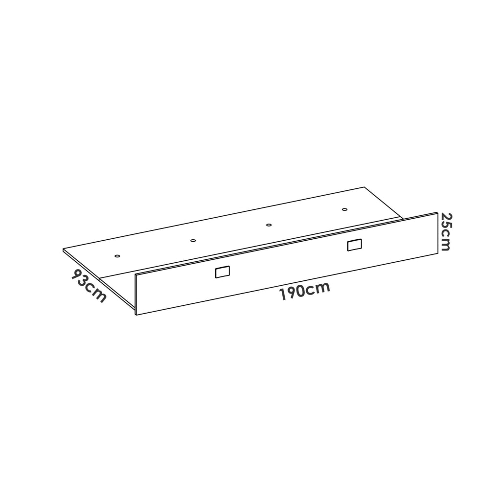 Caudina, Cassettiera un Cassetto, 190x93x25h cm Bianco
