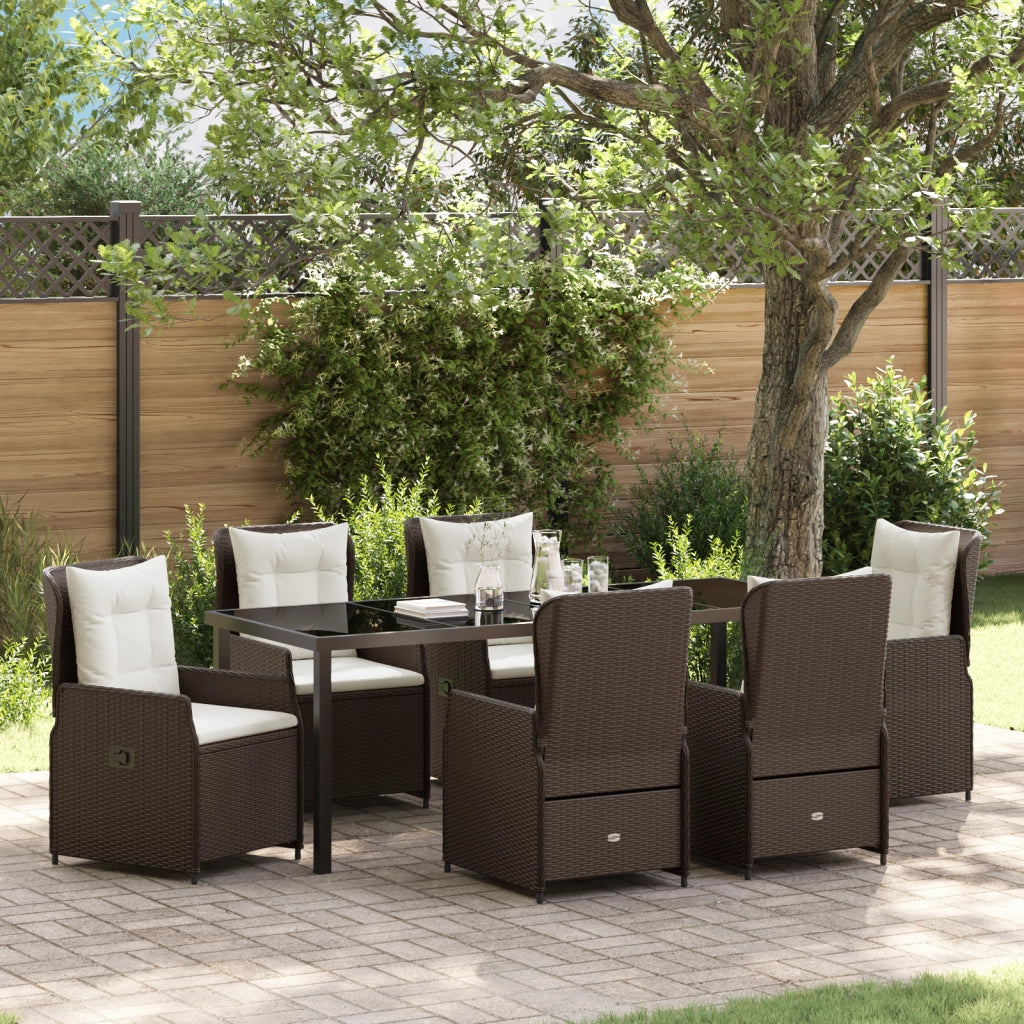 Set da Pranzo da Giardino  da 7 Pezzi Marrone Polyrattan