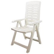 Trade Shop - Poltrona Pieghevole Da Giardino Con Schenale Regolabile Comodi Braccioli Bianca 008939 -