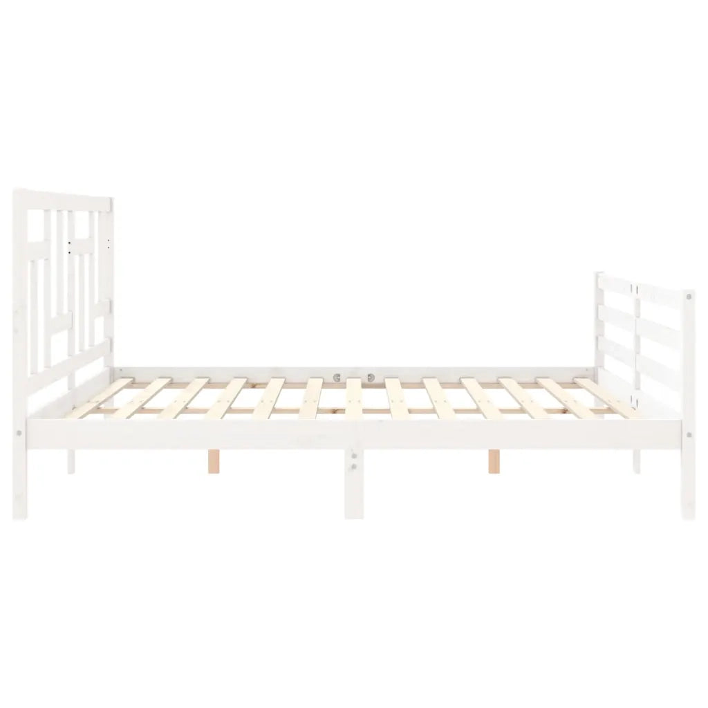 Giroletto con Testiera-Struttura Letto con testiera Bianco 200x200 cm in Legno Massello 297654