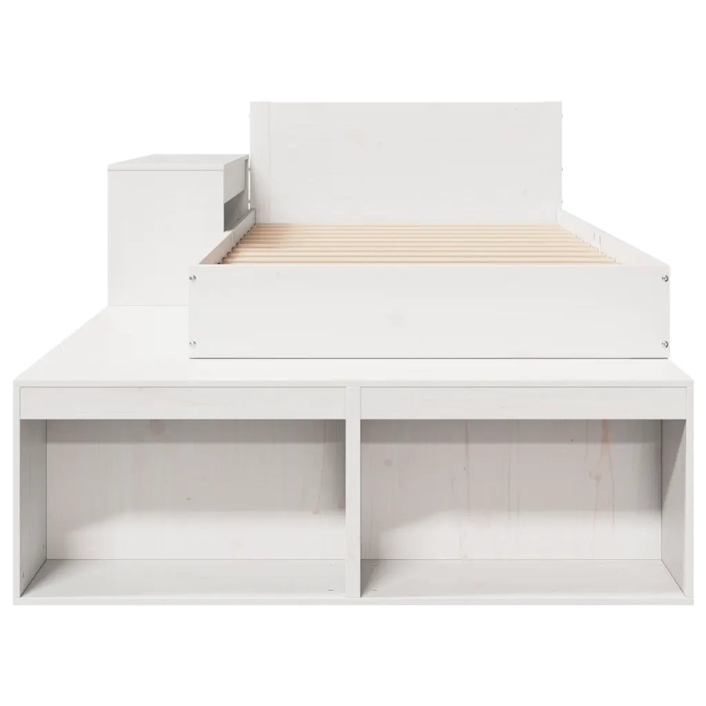Letto senza Materasso Bianco 75x190 in Legno Massello di Pino 3309753