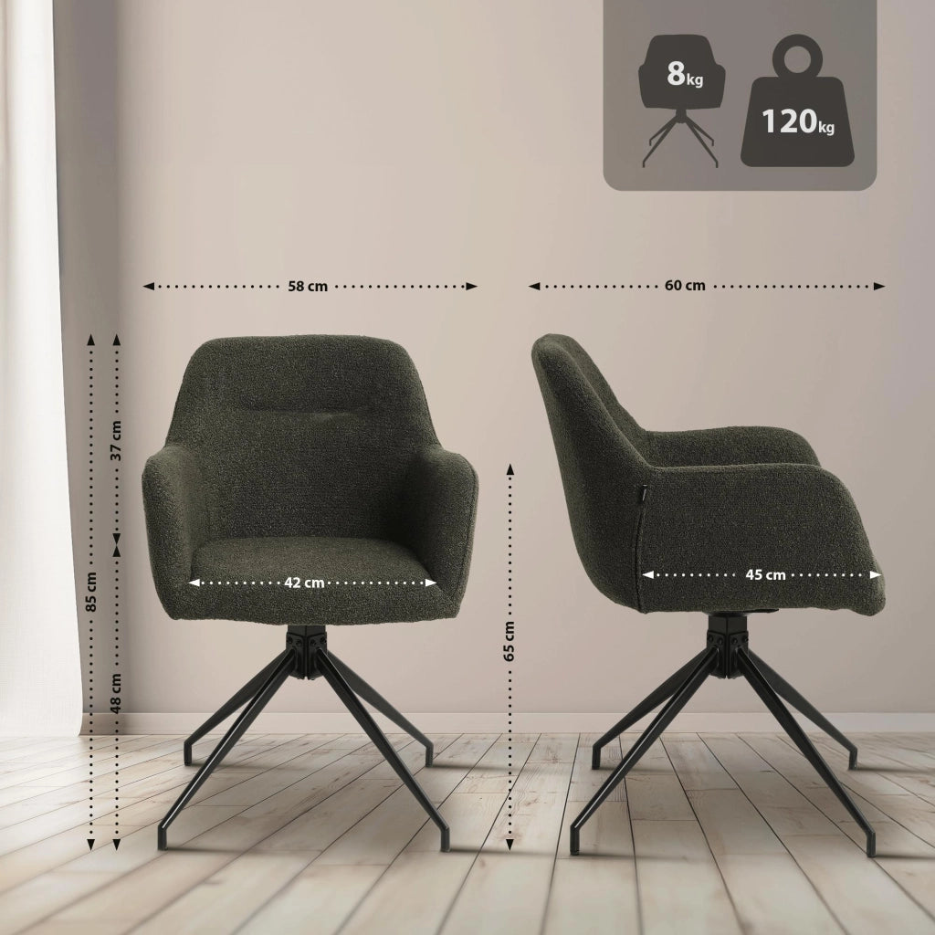 Sedia per sala da pranzo Merlinda in tessuto Teddy 2