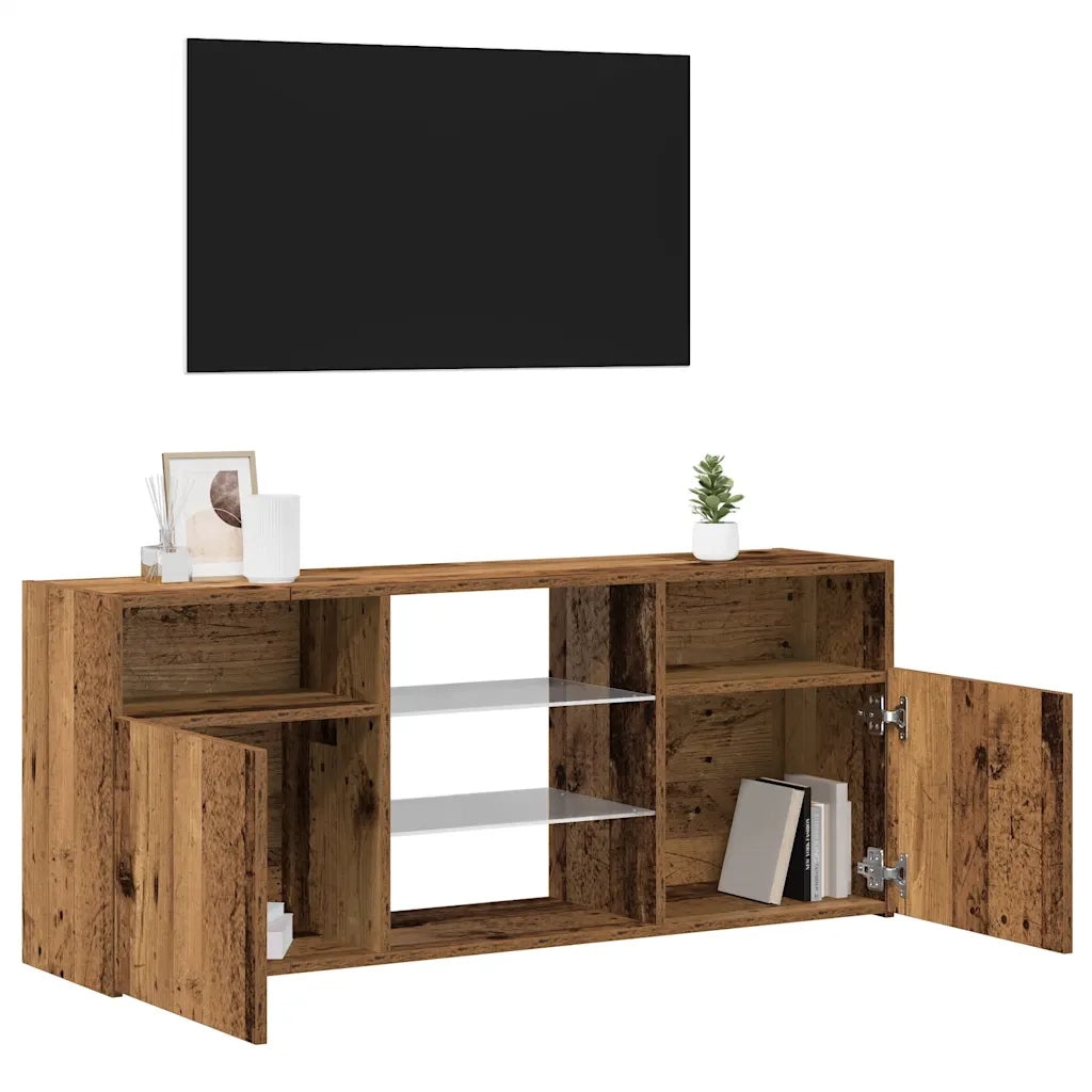 Mobile Porta TV con LED Legno Antico 120x30x50 cm Multistrato 856351