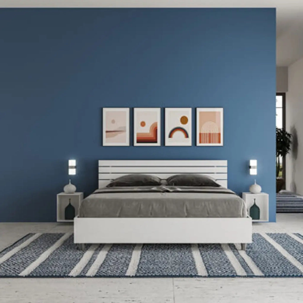 Letto matrimoniale senza rete 160x190 testata dritta con doghe bianco frassino Ankel