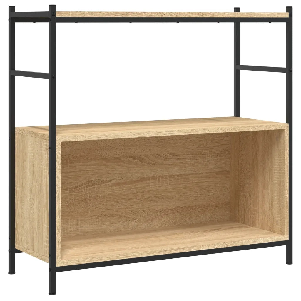 Libreria-Scaffale per Libri-Mobile di Stoccaggio Rovere Sonoma 80x30x78,5 cm Legno Multistrato e Ferro
