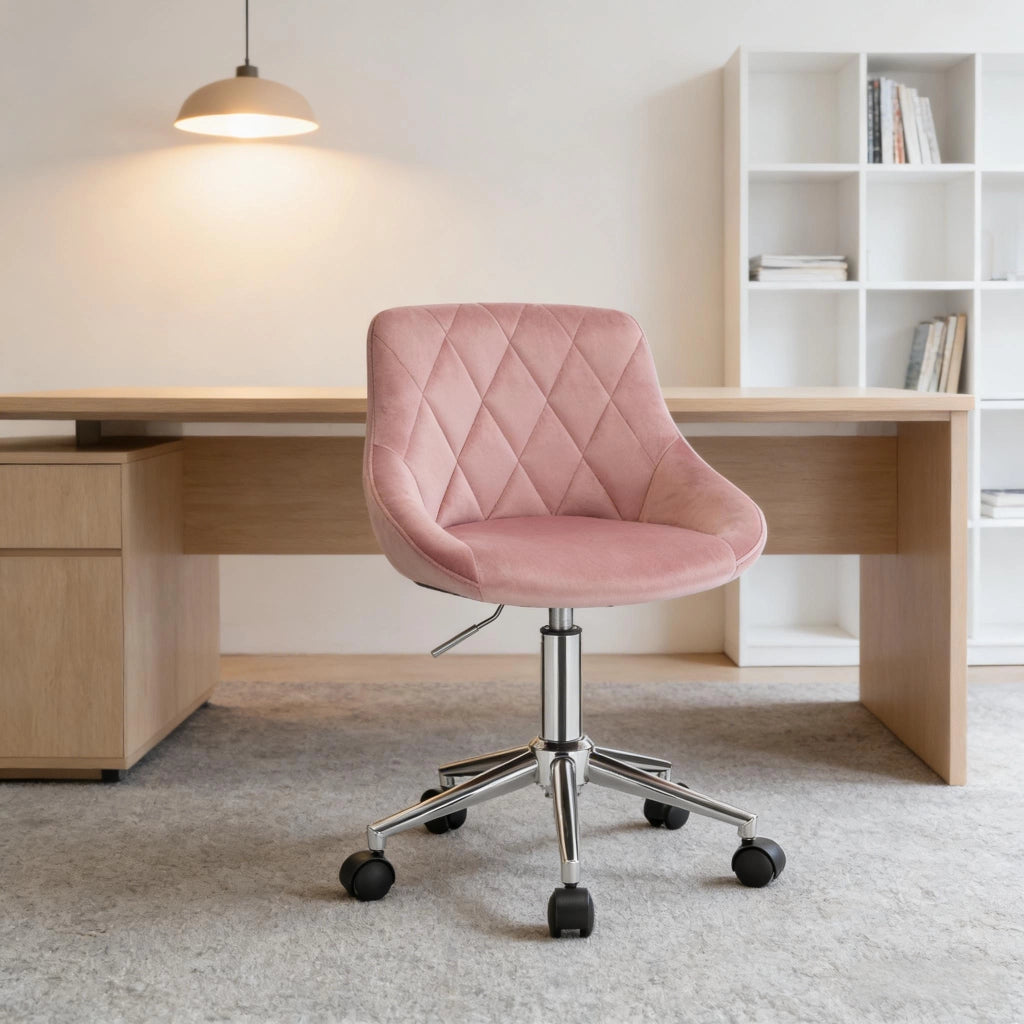 SEDIA UFFICIO Girevole con Ruote, Altezza Regolabile, Rosa, 69,5-77 cm