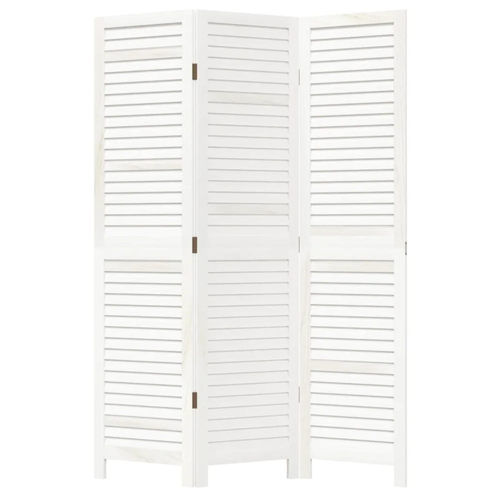 Divisorio Ambienti 3Pannelli Bianco Legno Massello di Paulownia 358829